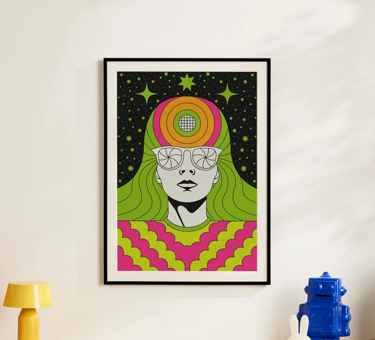 Ritratto psichedelico retrò poster da mesa