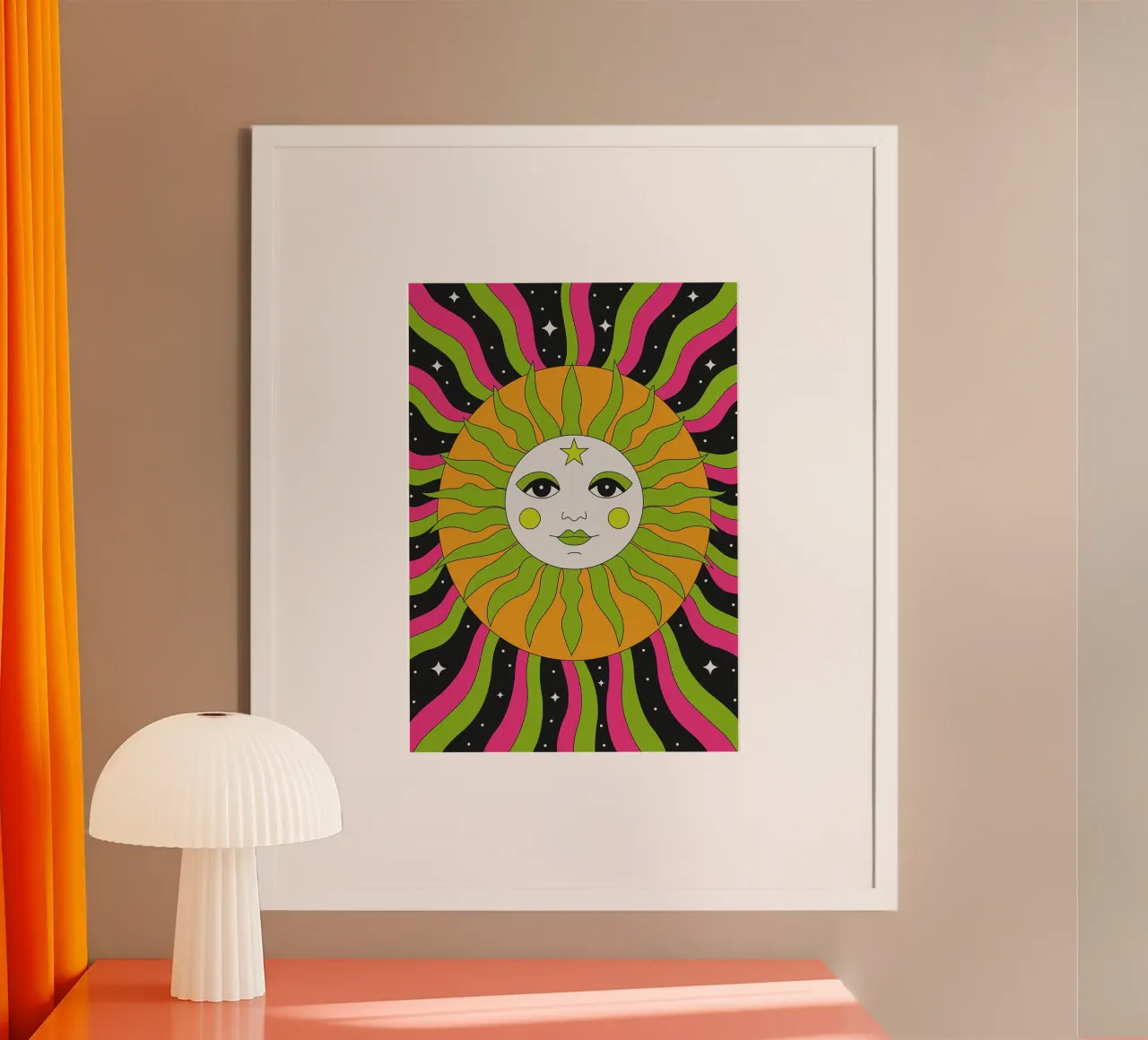Sole e stelle psichedelici poster da mesa