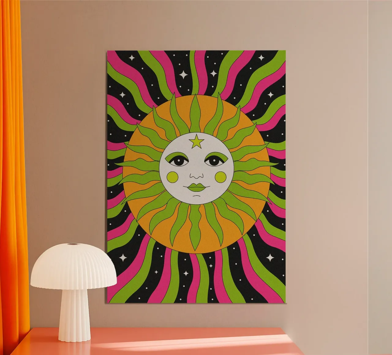 Sole e stelle psichedelici poster da mesa