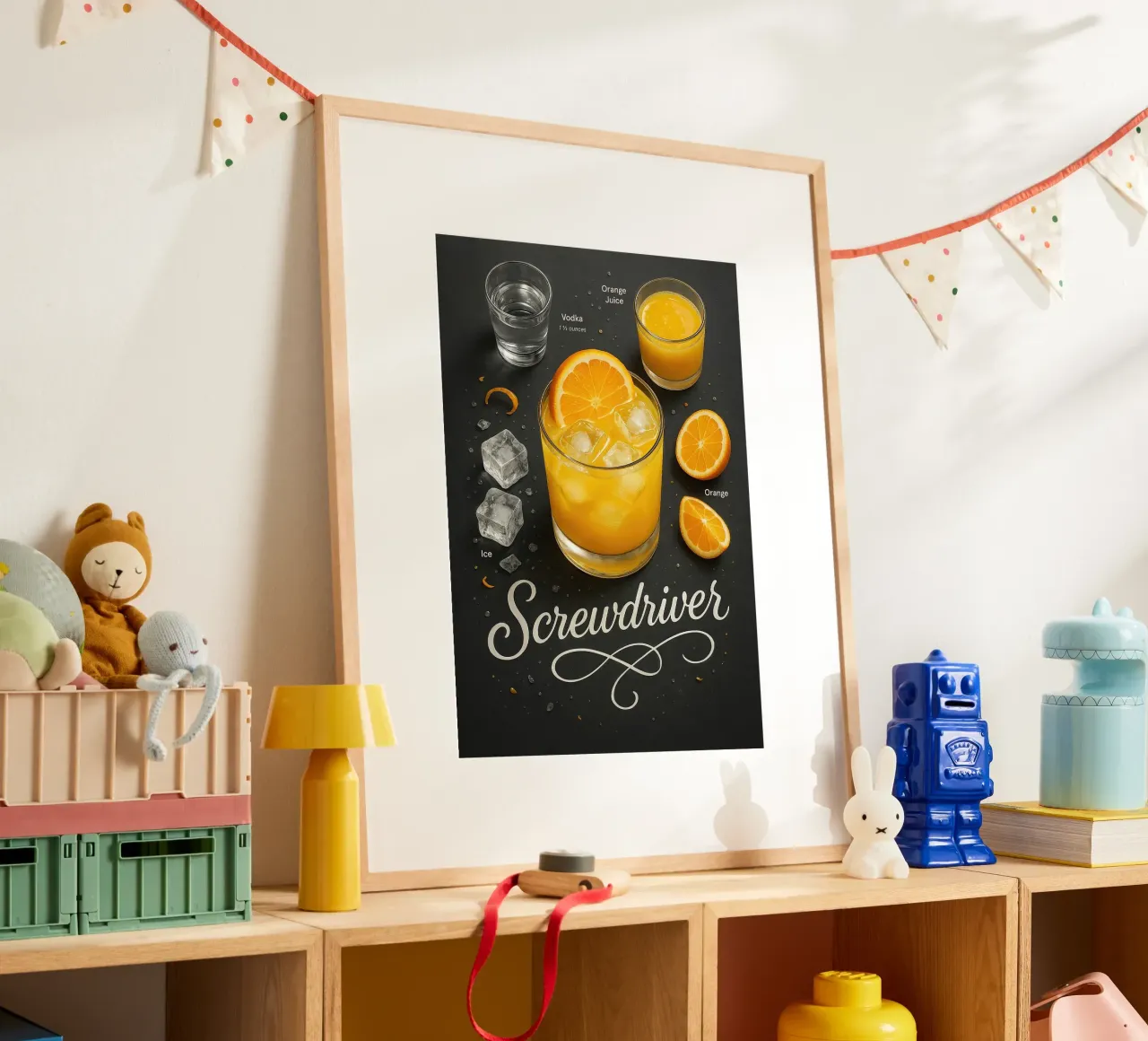 Poster con la ricetta del cocktail Screwdriver - Vodka e succo d'arancia poster da mesa