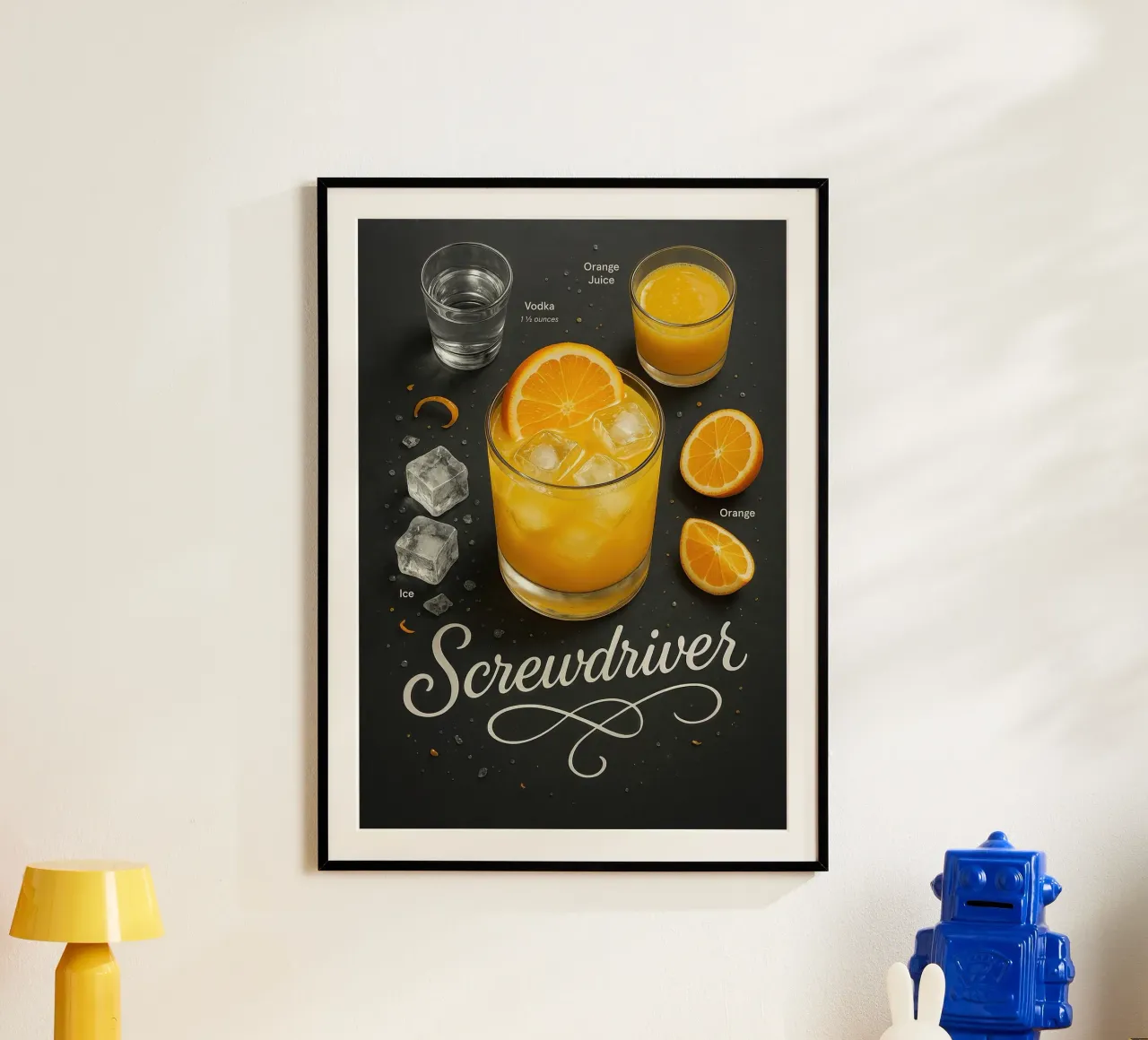 Poster con la ricetta del cocktail Screwdriver - Vodka e succo d'arancia poster da mesa