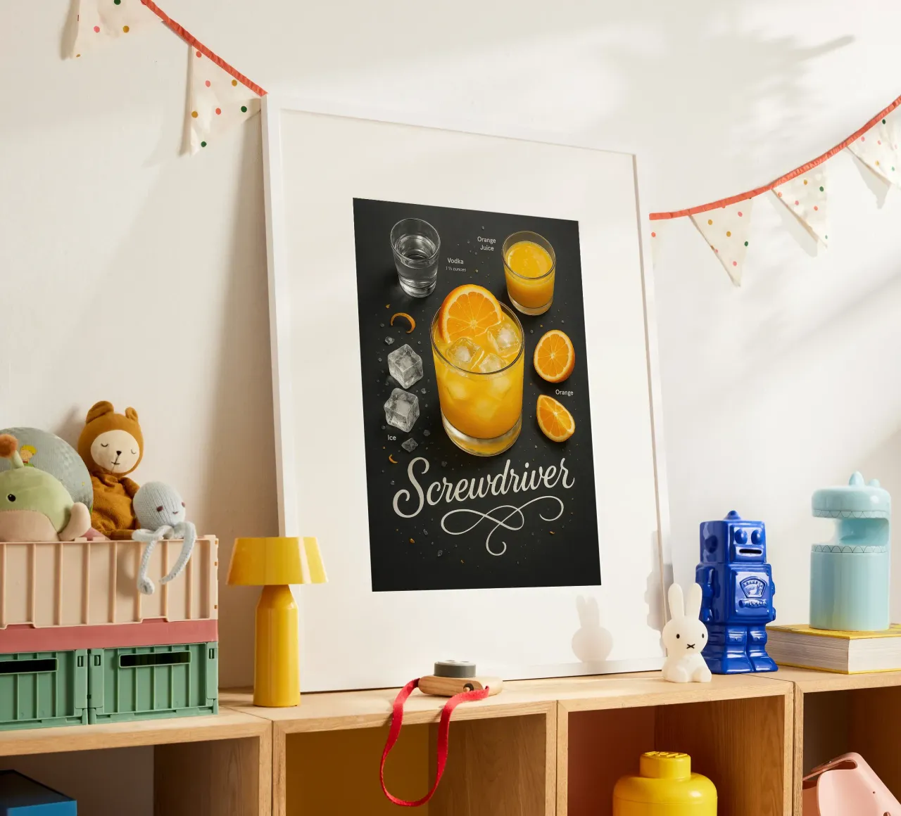 Poster con la ricetta del cocktail Screwdriver - Vodka e succo d'arancia poster da mesa