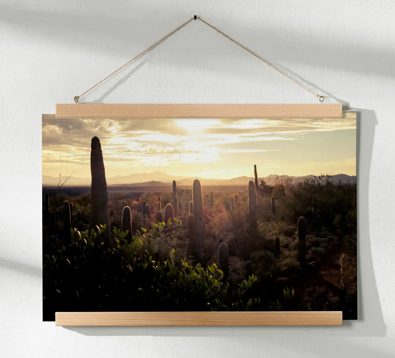 Il deserto del Saguaro in Arizona con paesaggio roccioso poster con telaio in legno da Finch & Frames