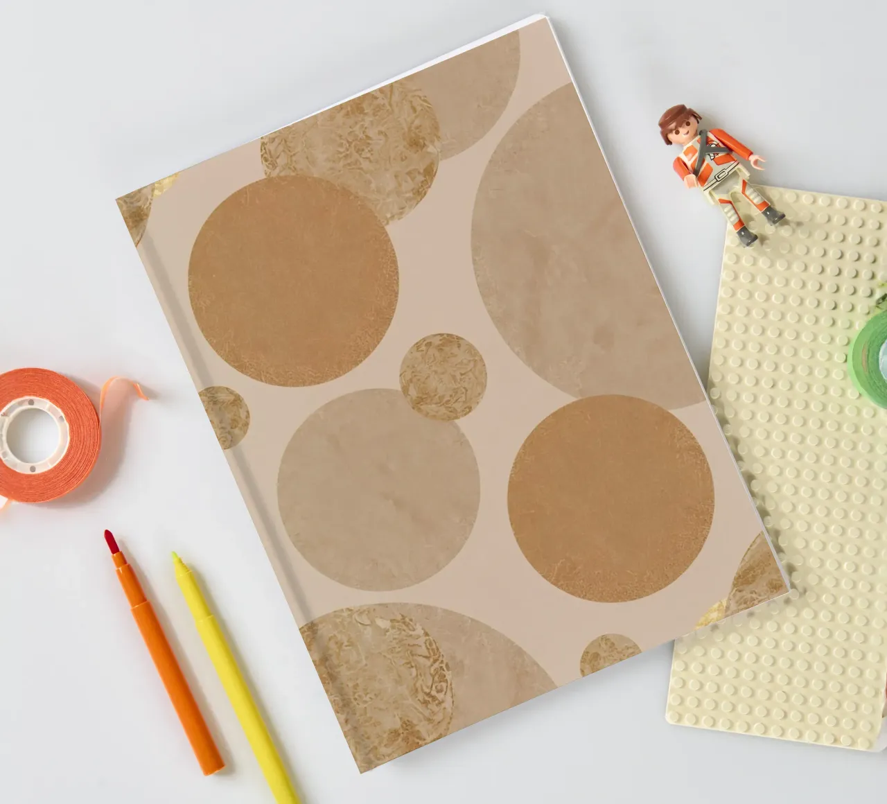 Abstract Beige and Tan Circles Pattern notebook by DesignDoodle