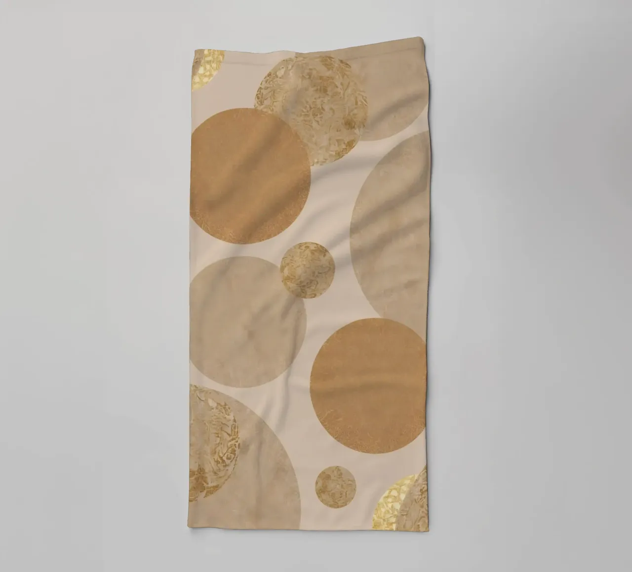 Abstract Beige and Tan Circles Pattern towel by DesignDoodle