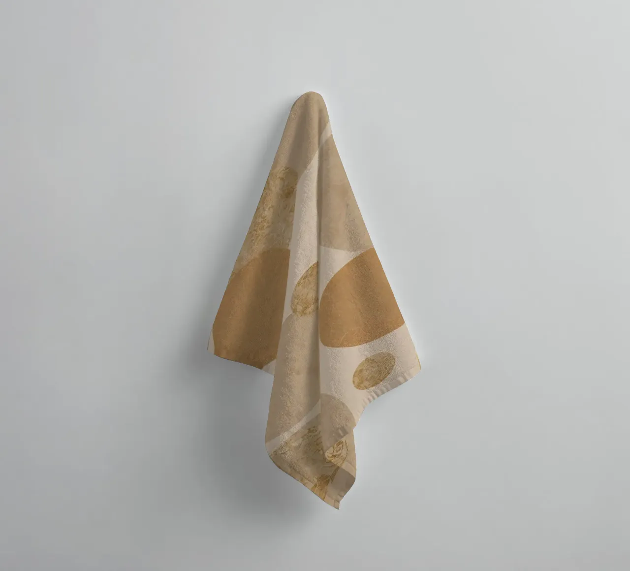 Abstract Beige and Tan Circles Pattern towel by DesignDoodle