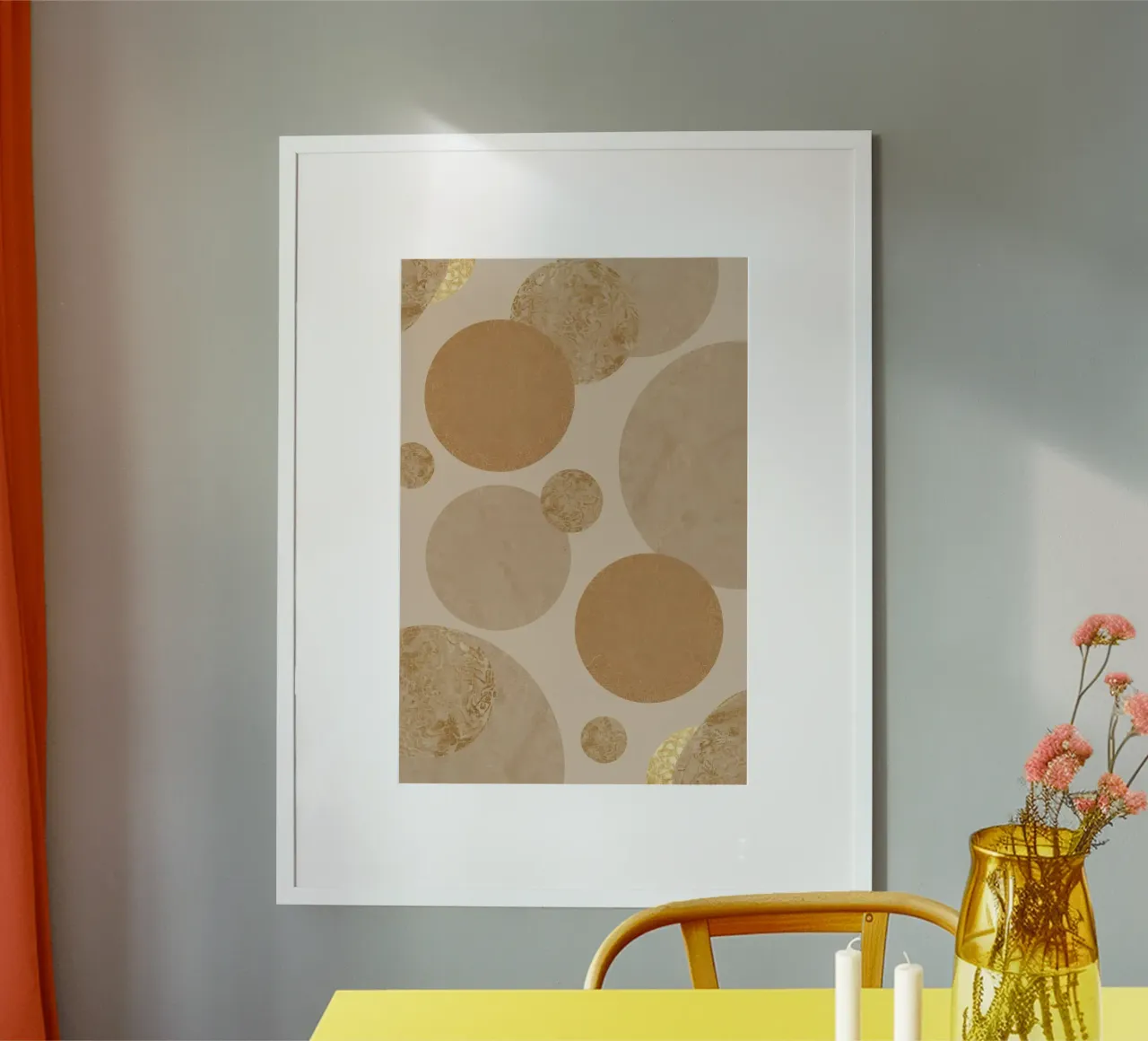 Abstract Beige and Tan Circles Pattern poster by DesignDoodle