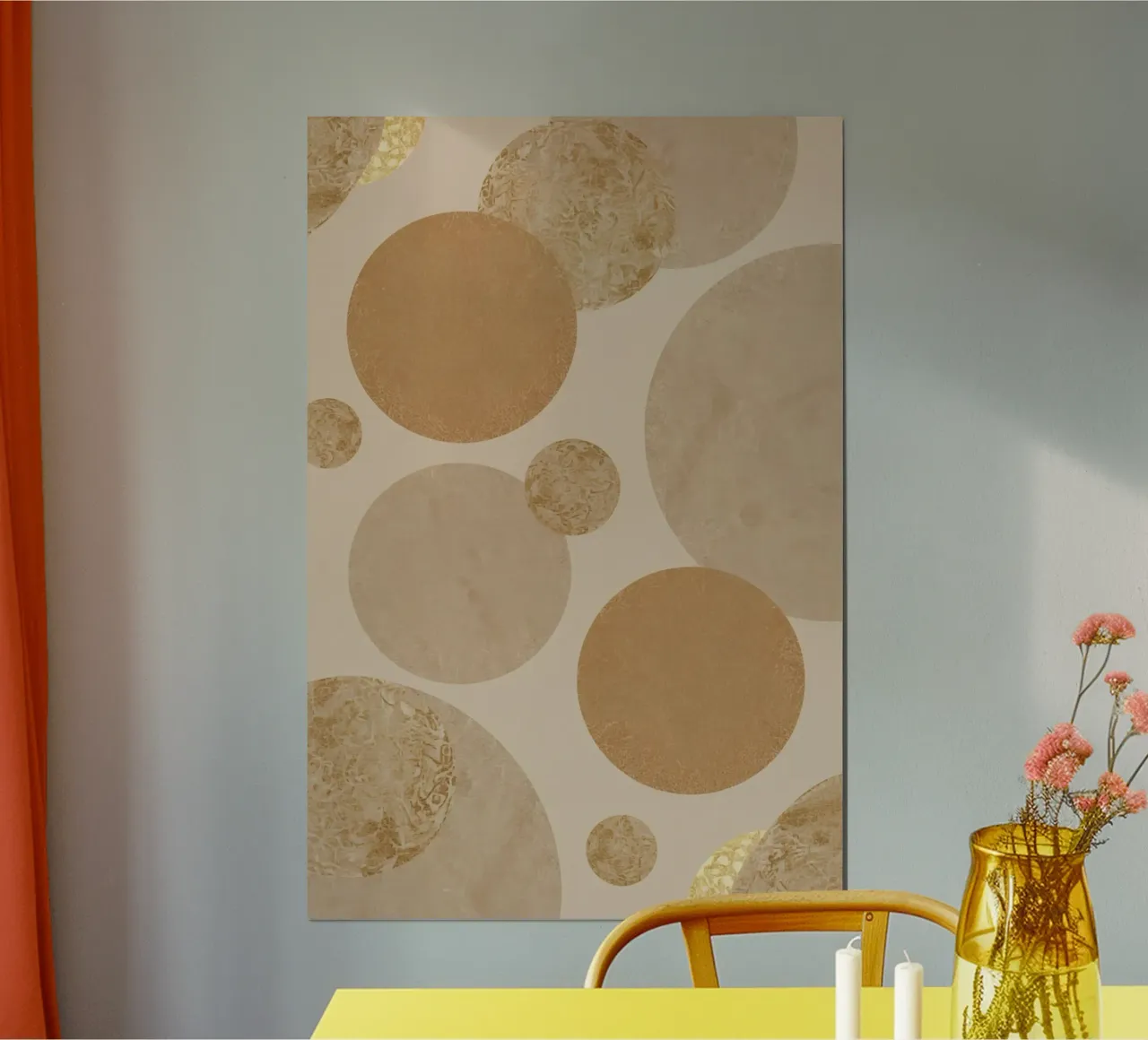 Abstract Beige and Tan Circles Pattern poster by DesignDoodle