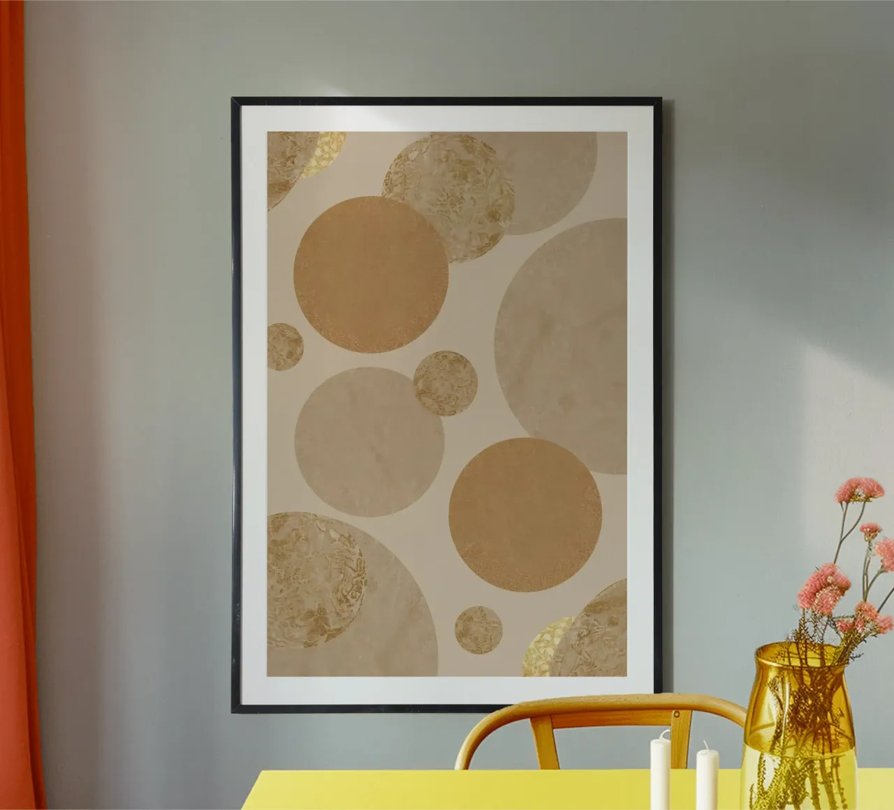 Abstract Beige and Tan Circles Pattern poster by DesignDoodle