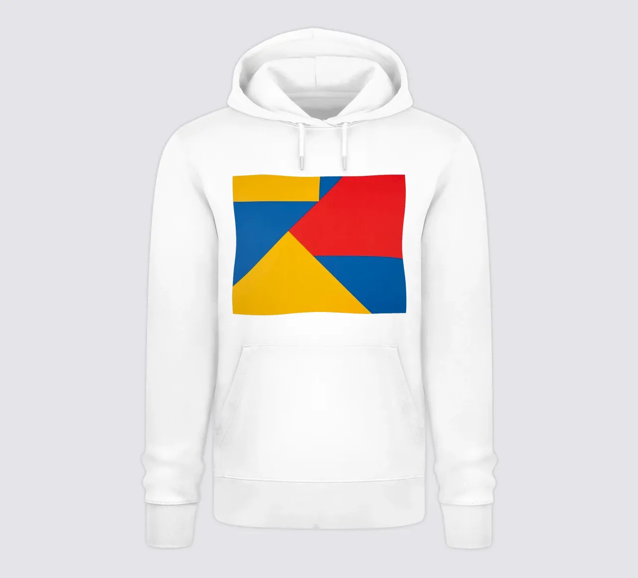 Composizione astratta di forme geometriche rosse, gialle e blu felpa con cappuccio da DesignDoodle