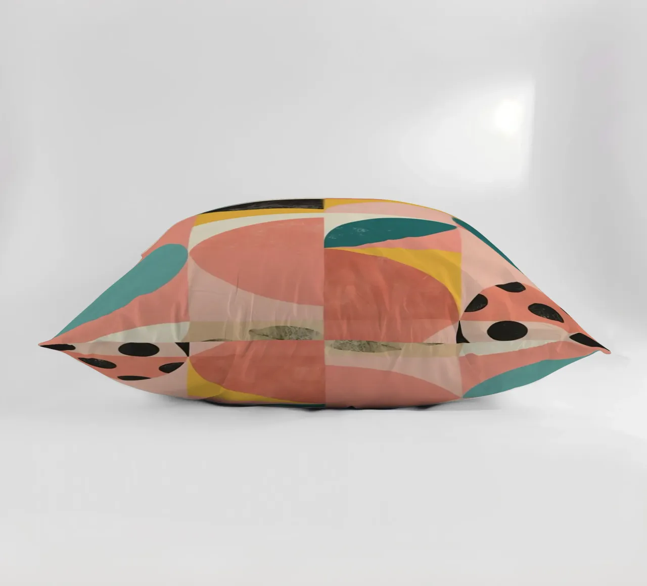Abstract Geometric Pattern with Circles Squares and Leaf decorative cushion by DesignDoodle