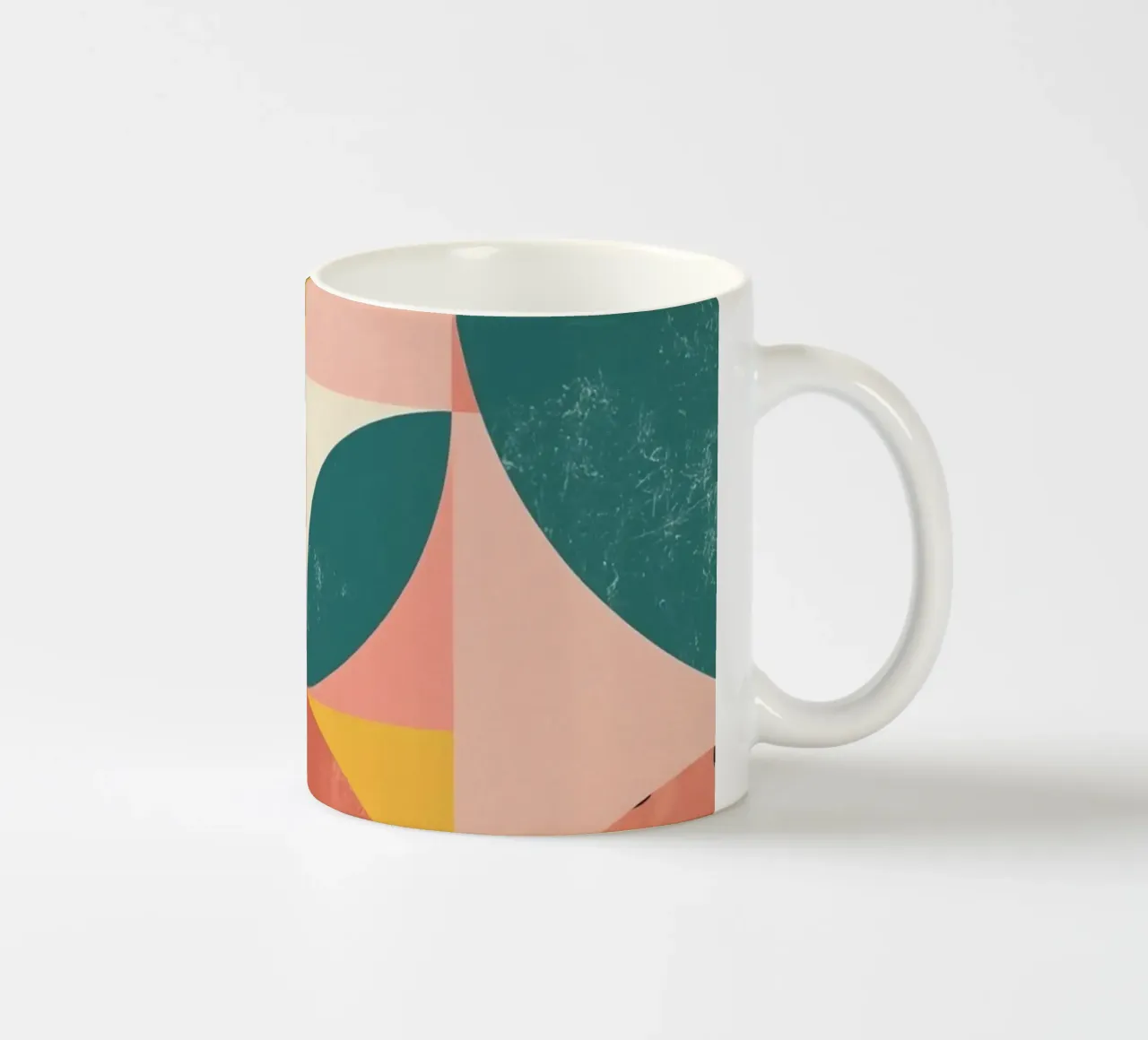 Abstract Geometric Pattern with Circles Squares and Leaf ceramic mug by DesignDoodle