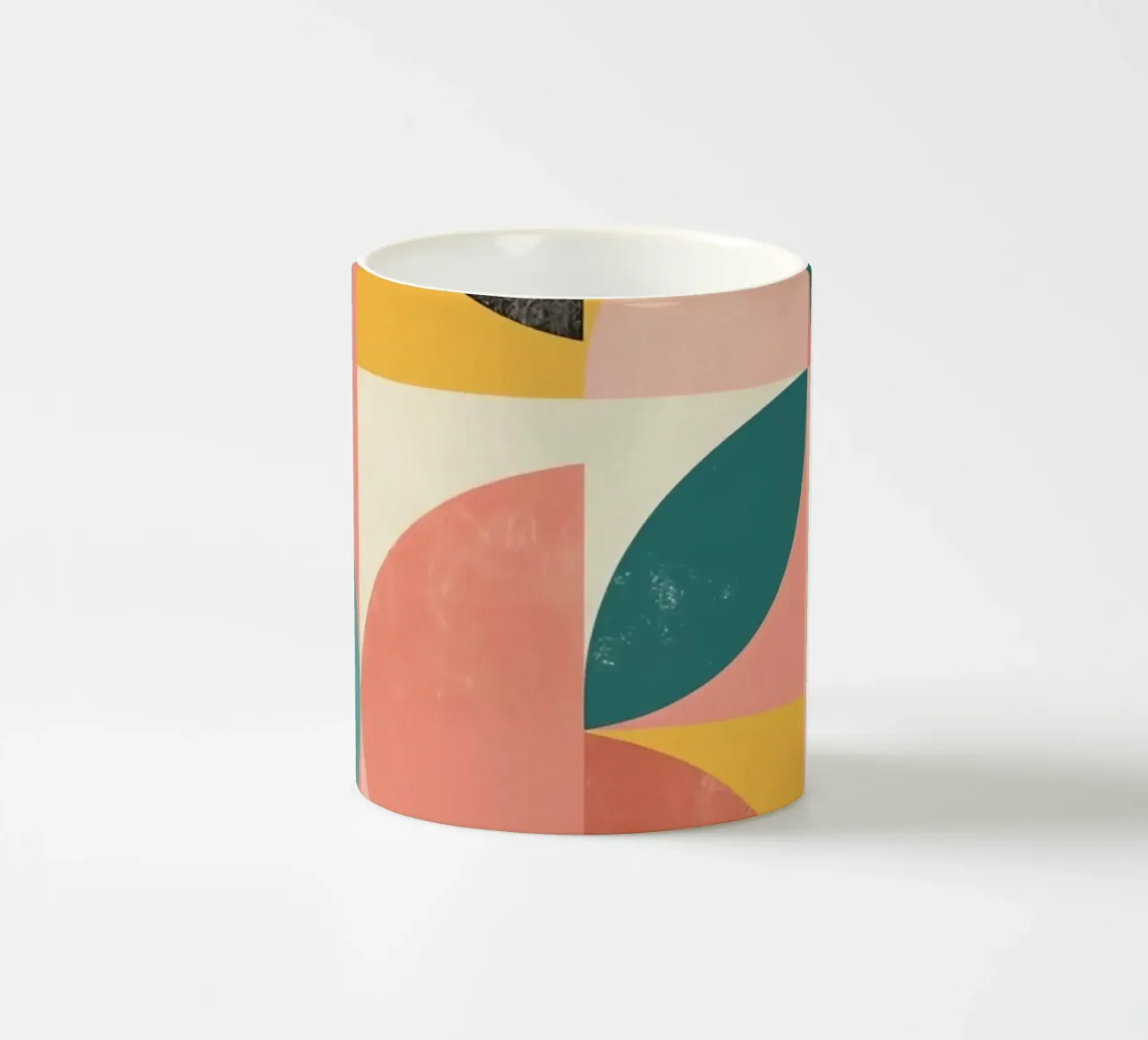 Abstract Geometric Pattern with Circles Squares and Leaf ceramic mug by DesignDoodle