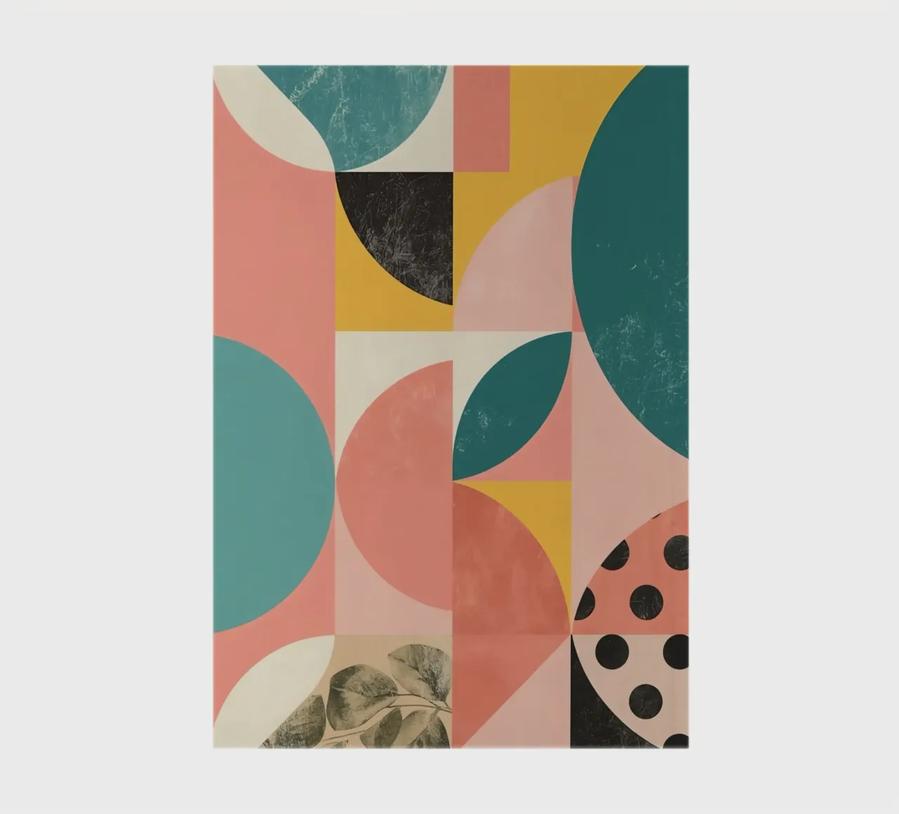 Abstract Geometric Pattern with Circles Squares and Leaf notebook by DesignDoodle