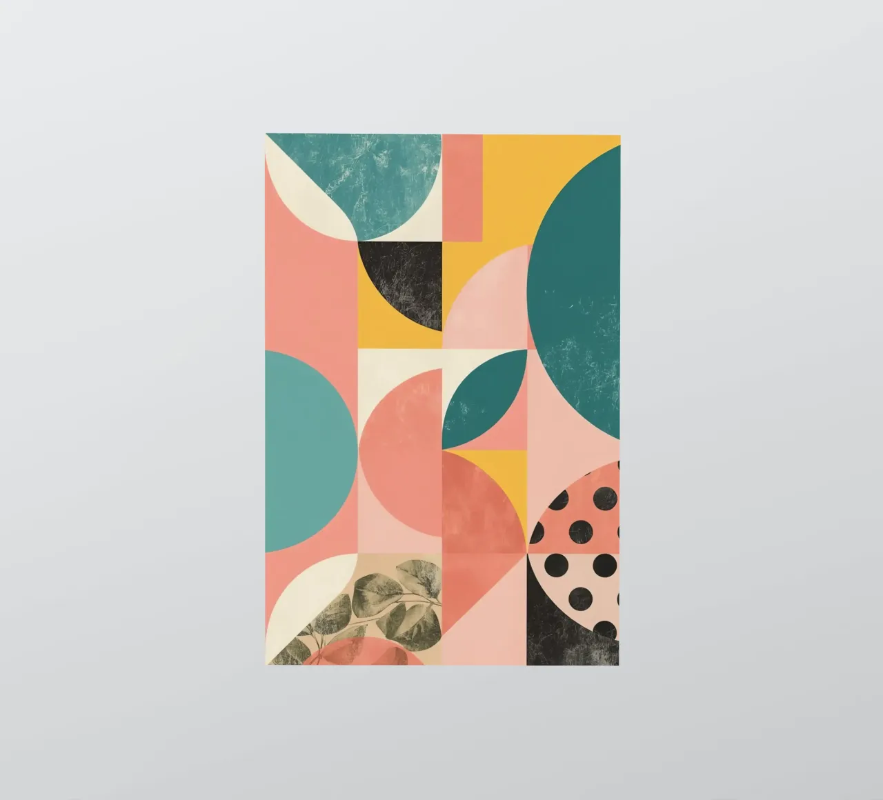 Abstract Geometric Pattern with Circles Squares and Leaf sticker by DesignDoodle