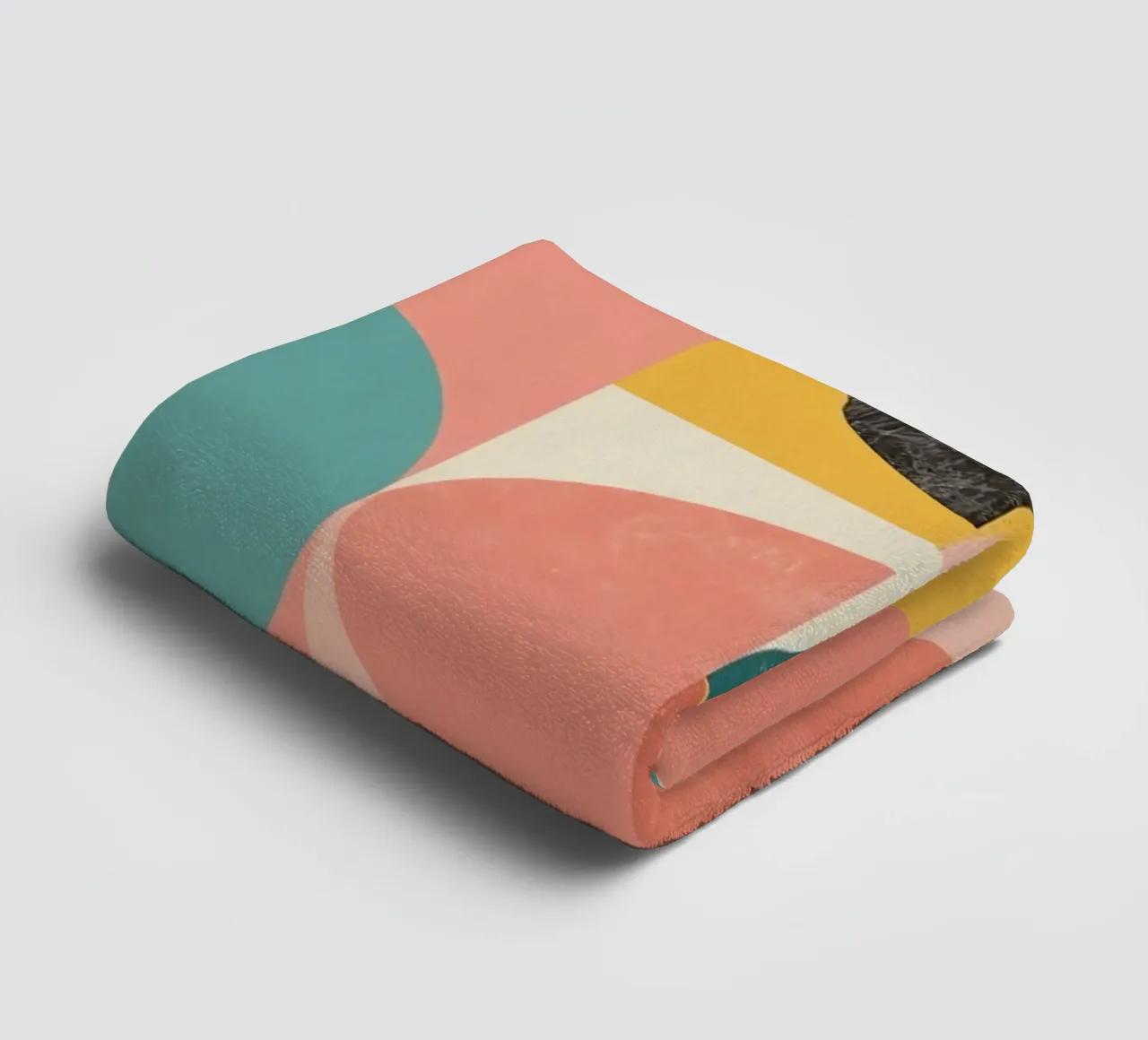 Abstraktes geometrisches Muster mit Kreisen, Quadraten und Blättern Handtuch von DesignDoodle