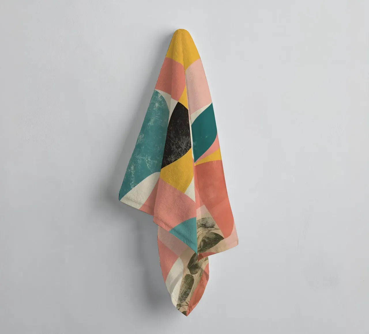 Abstract Geometric Pattern with Circles Squares and Leaf towel by DesignDoodle