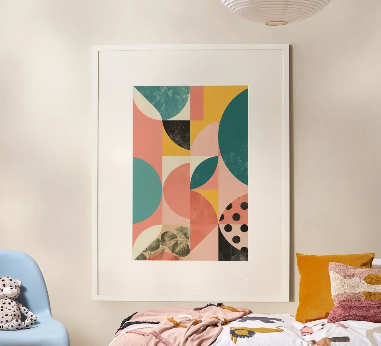 Abstract Geometric Pattern with Circles Squares and Leaf hahnemühle by DesignDoodle