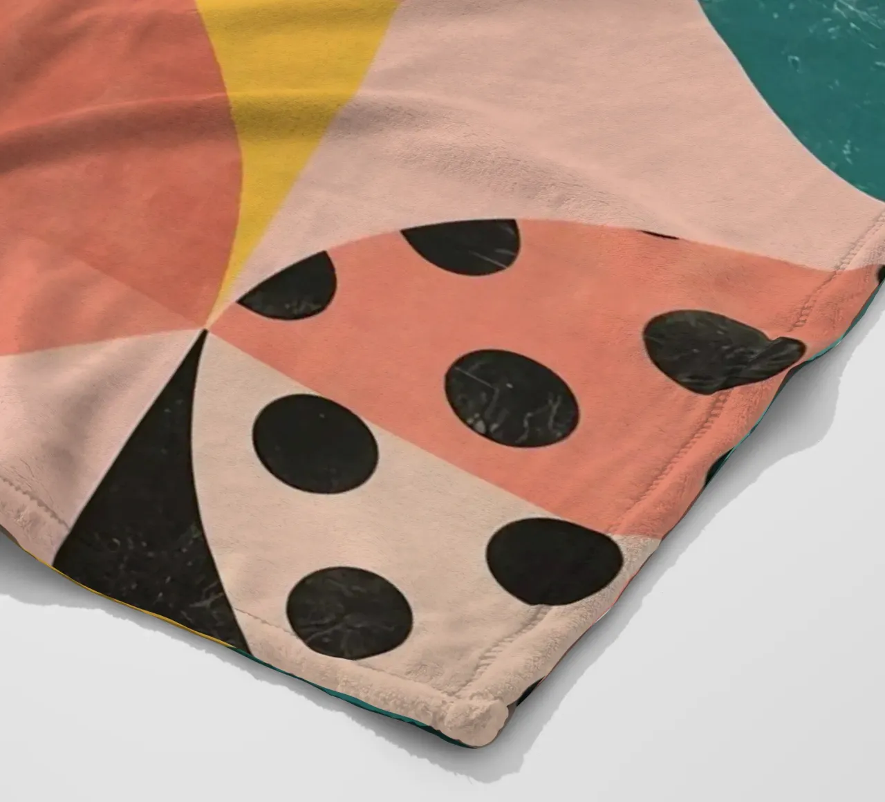 Abstract Geometric Pattern with Circles Squares and Leaf fleece blanket by DesignDoodle