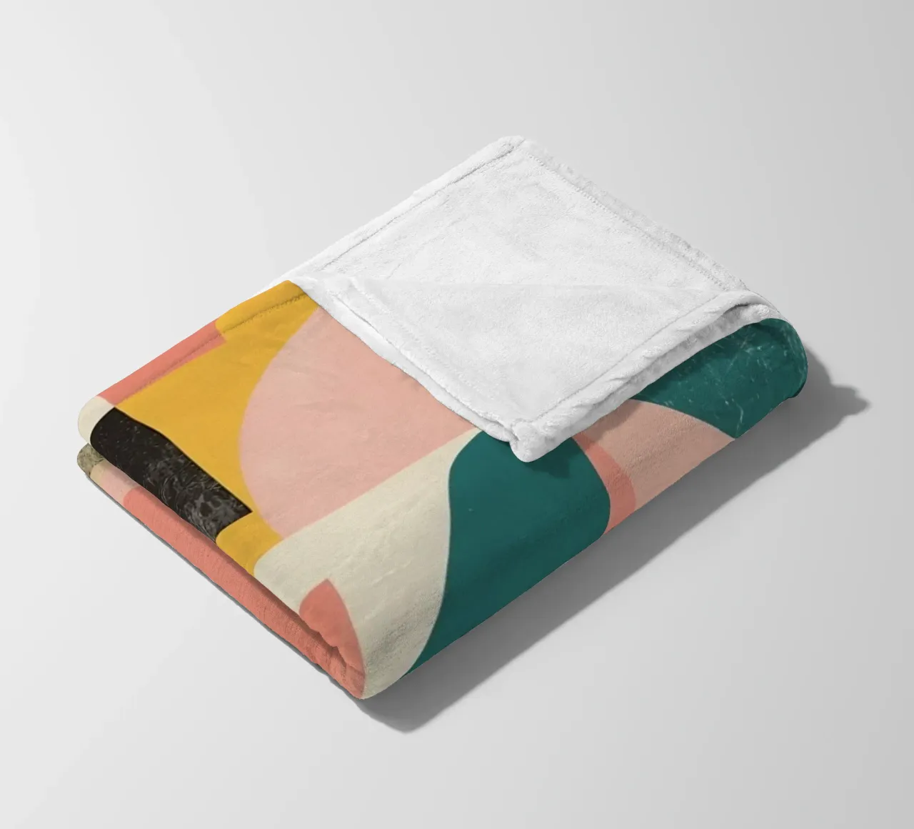 Abstract Geometric Pattern with Circles Squares and Leaf fleece blanket by DesignDoodle