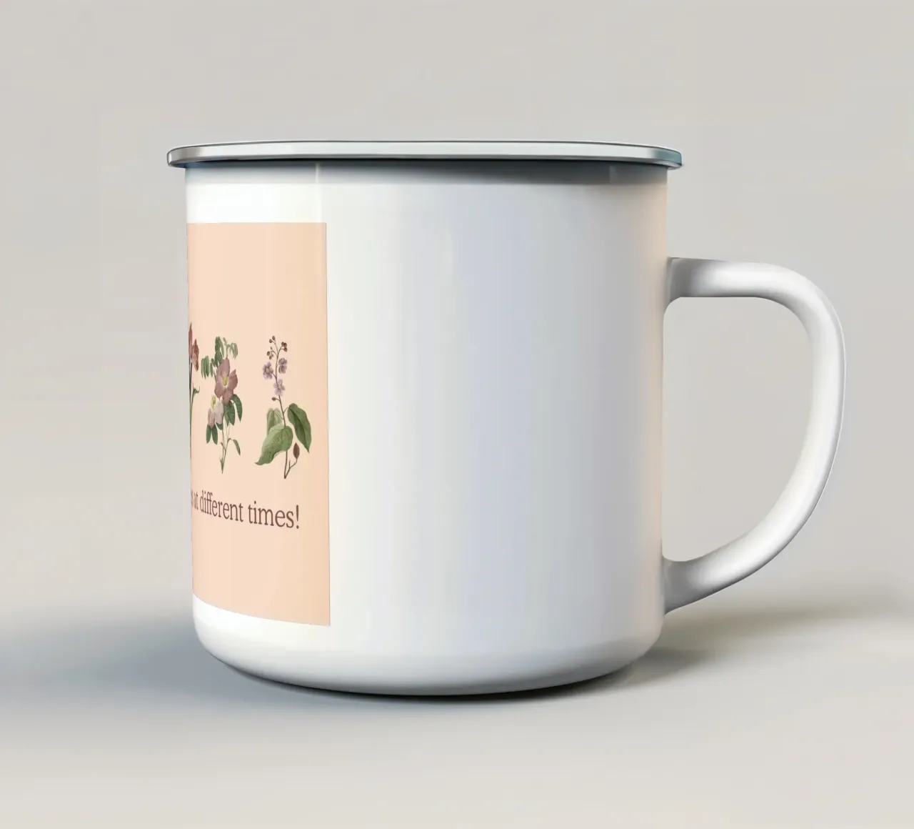Tutti fioriscono in tempi diversi Poster floreale tazza in smalto da vintagepod