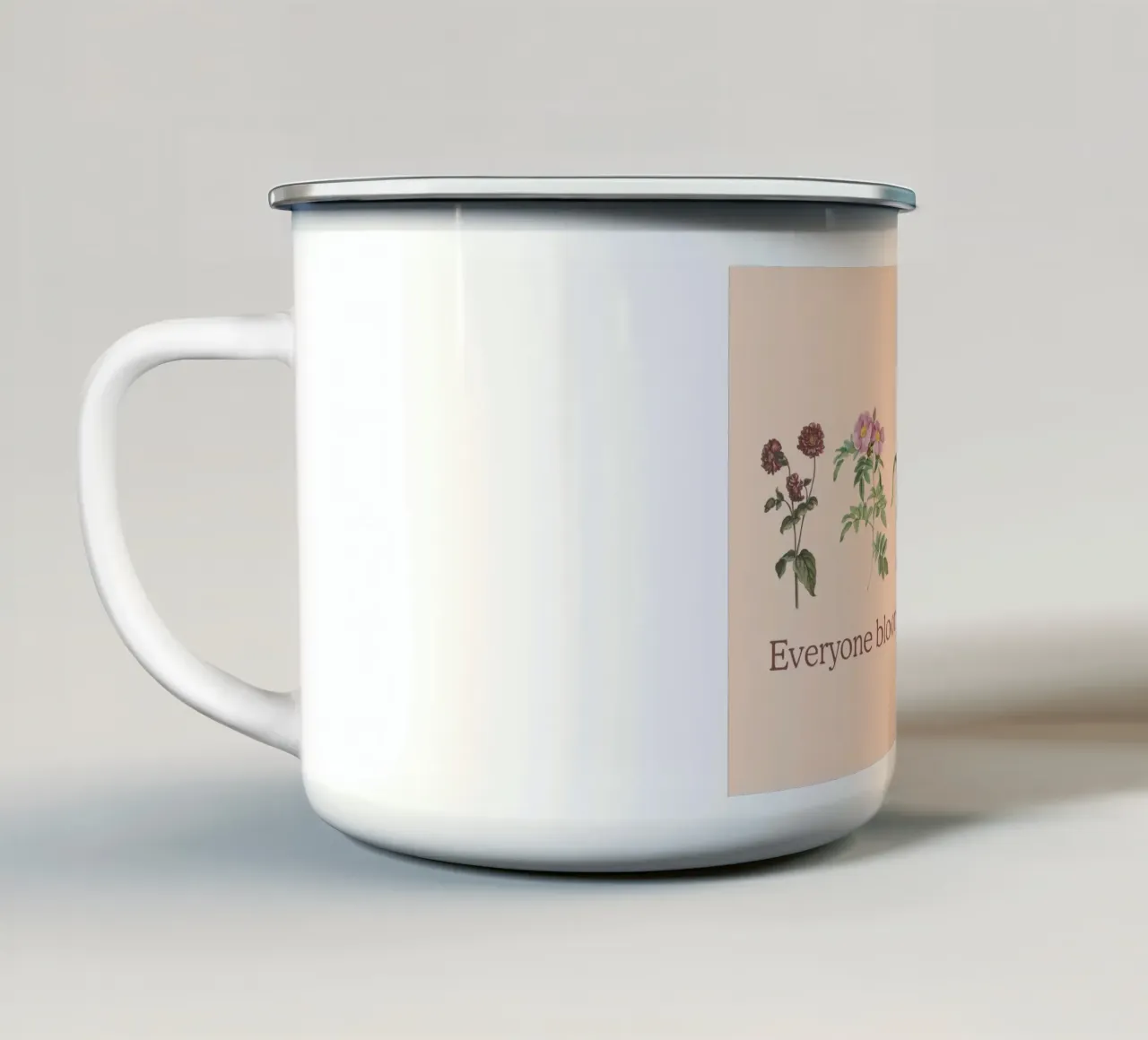 Tutti fioriscono in tempi diversi Poster floreale tazza in smalto da vintagepod