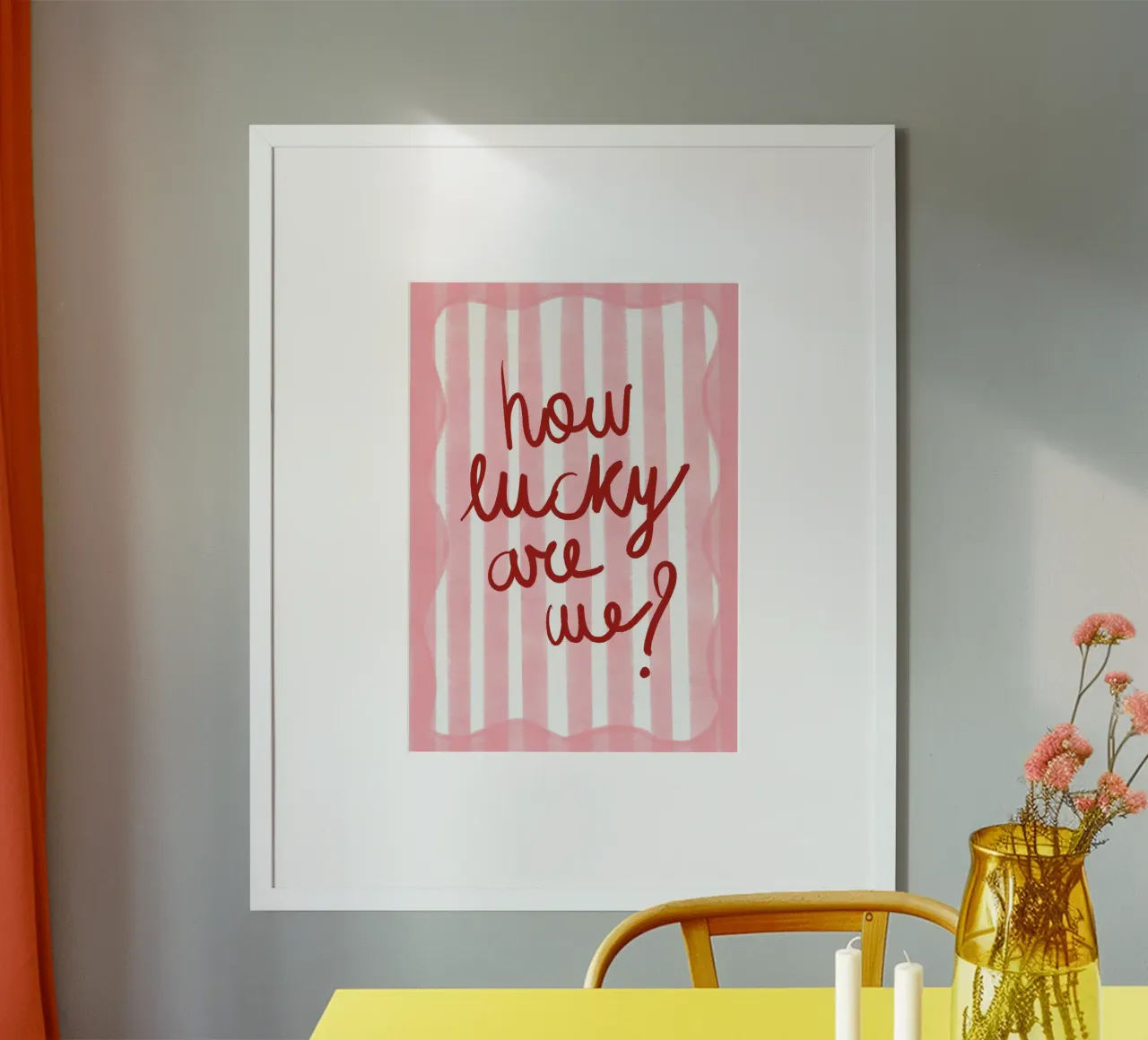 How Lucky Are We? Handwritten Quote Poster Poster von vintagepod