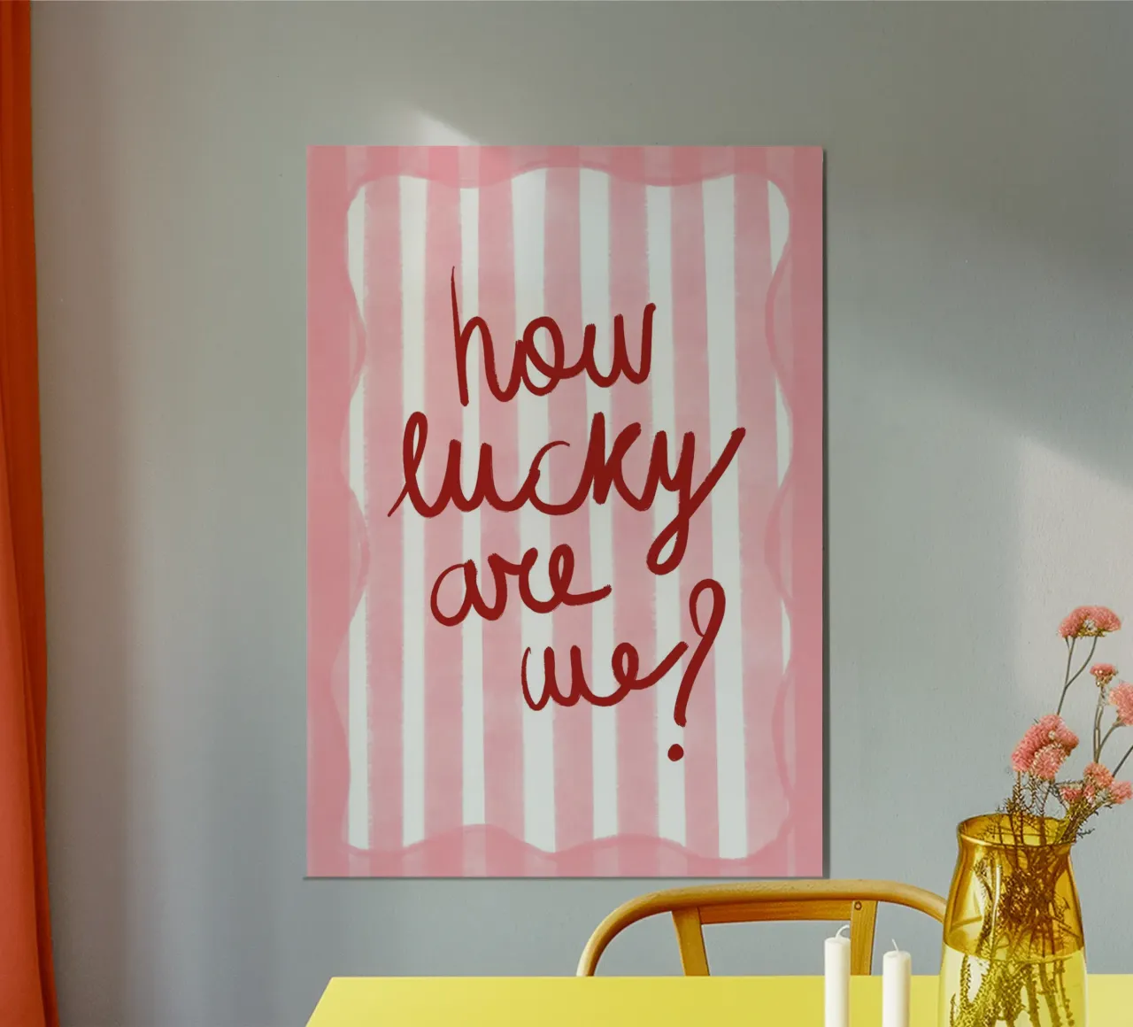 How Lucky Are We? Handwritten Quote Poster Poster von vintagepod