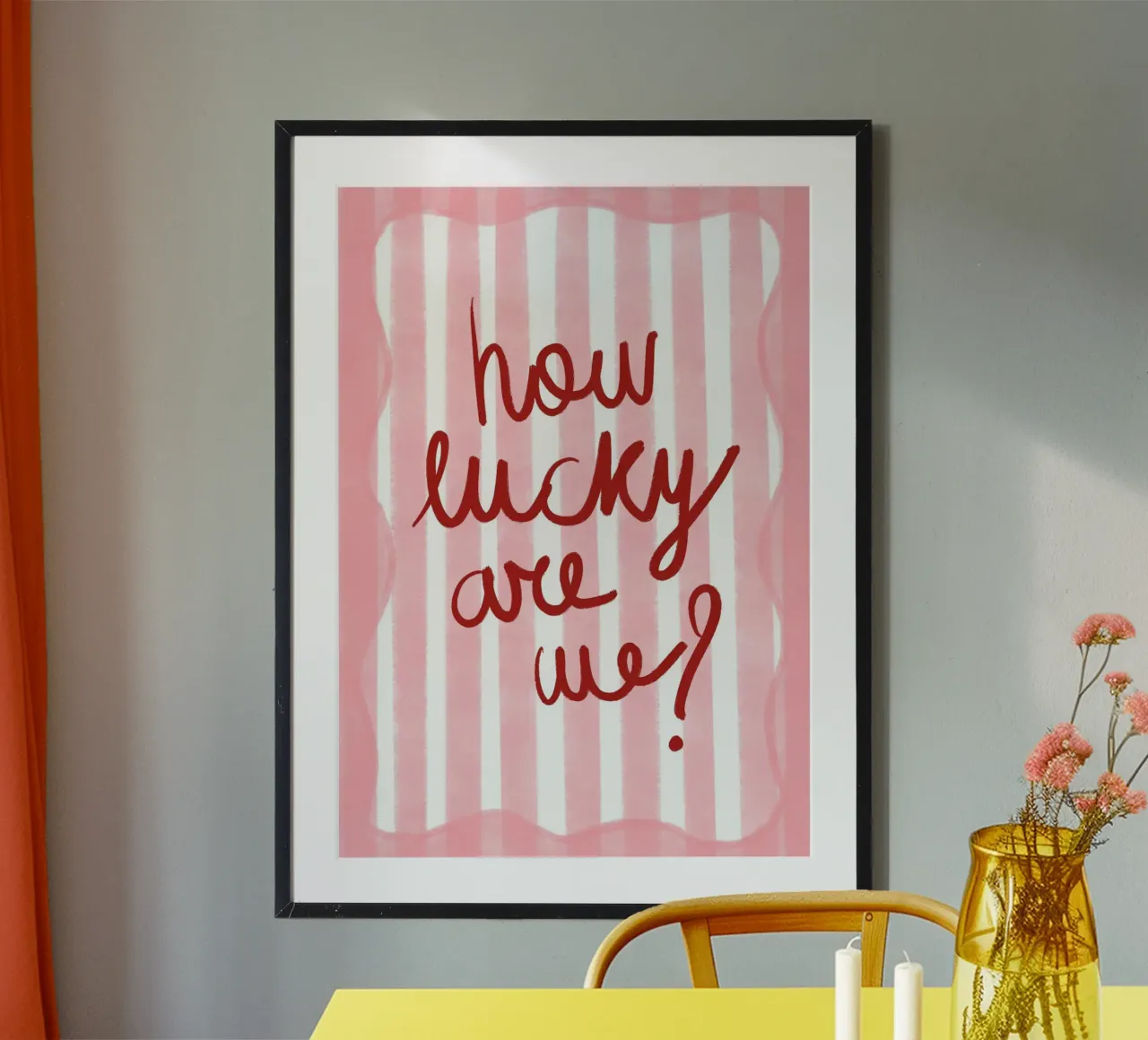 How Lucky Are We? Handwritten Quote Poster Poster von vintagepod