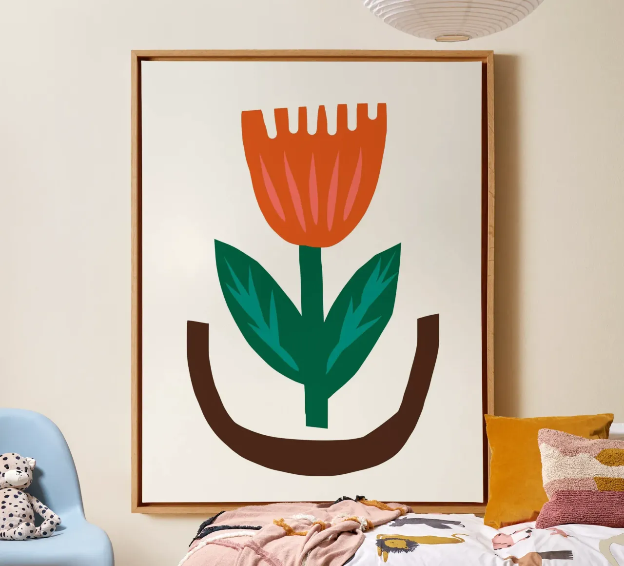 Flower in pot canvas with Floater frame by Little Dean