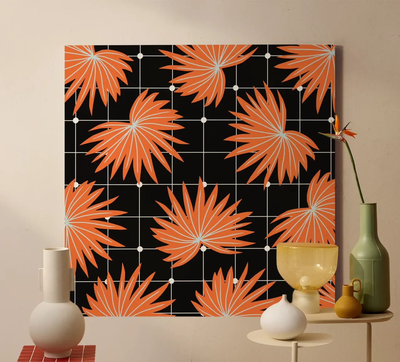 Palm surface pattern canvas with Floater frame by Little Dean