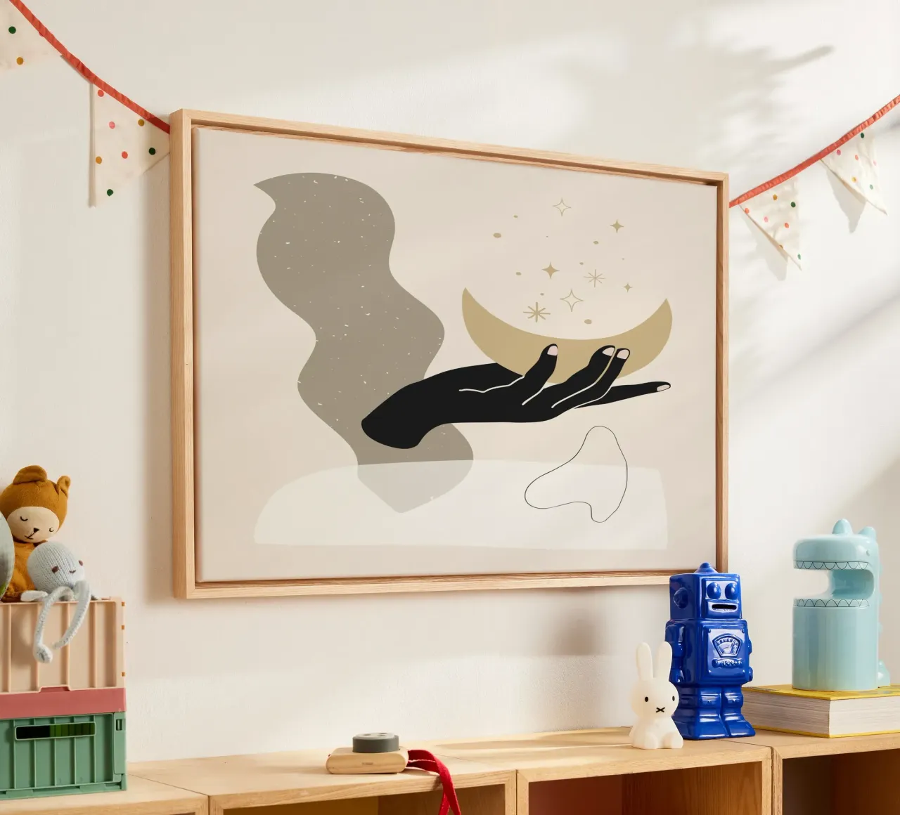 Dea della luna in stile boho tela con Cornice a cassetta da Little Dean