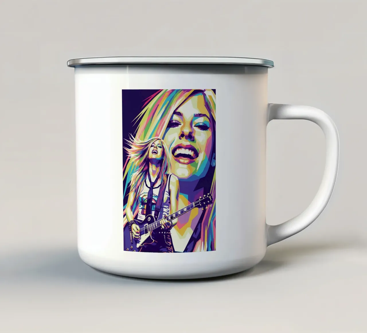 Avril Lavigne con uno stile iconico tazza in smalto da Hantamrata