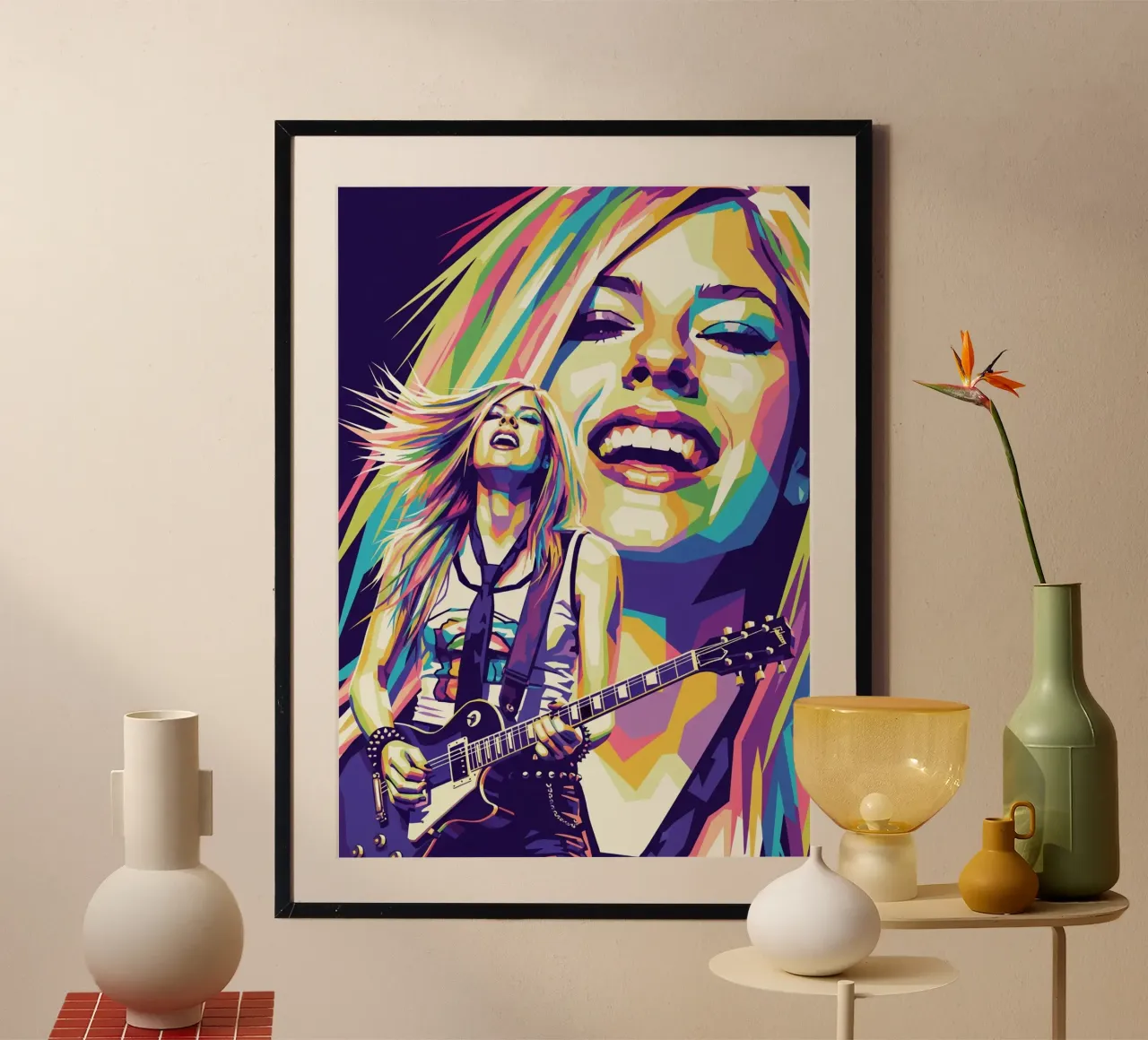 Avril Lavigne con un estilo icónico poster con marco de aluminio de Hantamrata