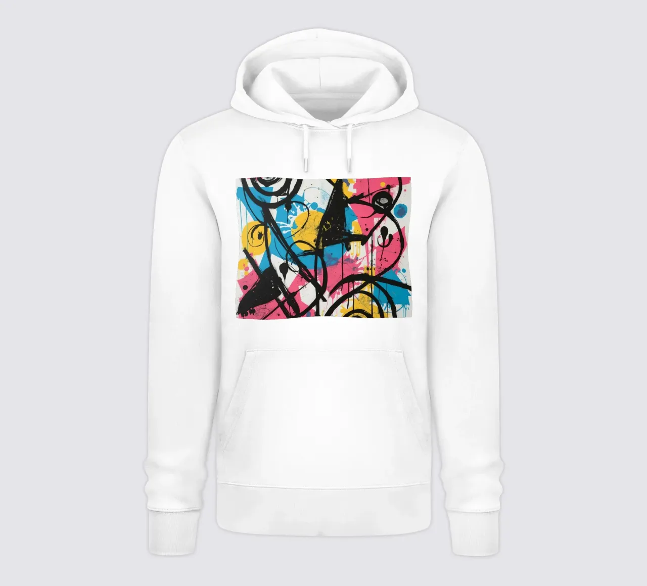 Pittura astratta con forme geometriche e linee nere felpa con cappuccio da DesignDoodle