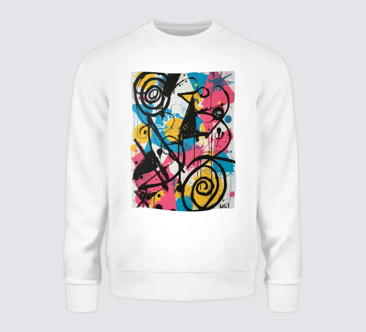 Pittura astratta con forme geometriche e linee nere felpa da DesignDoodle
