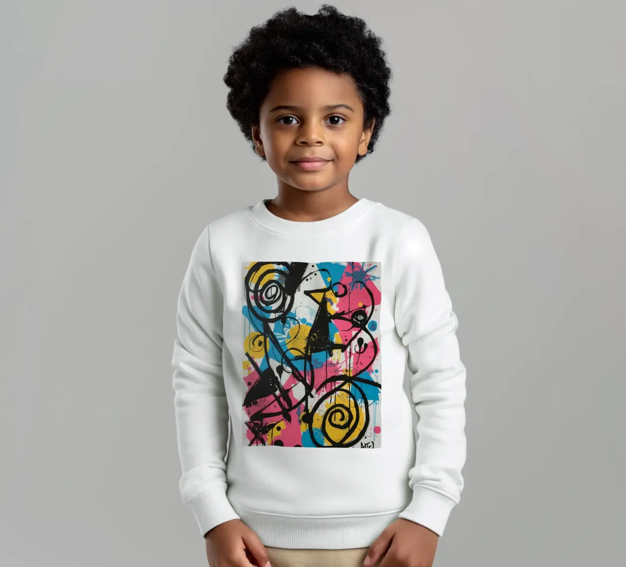 Pittura astratta con forme geometriche e linee nere felpa bambino da DesignDoodle