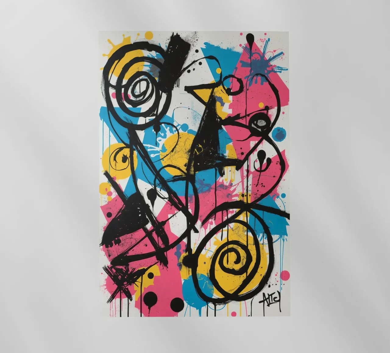 Pittura astratta con forme geometriche e linee nere pellicola backlit da DesignDoodle