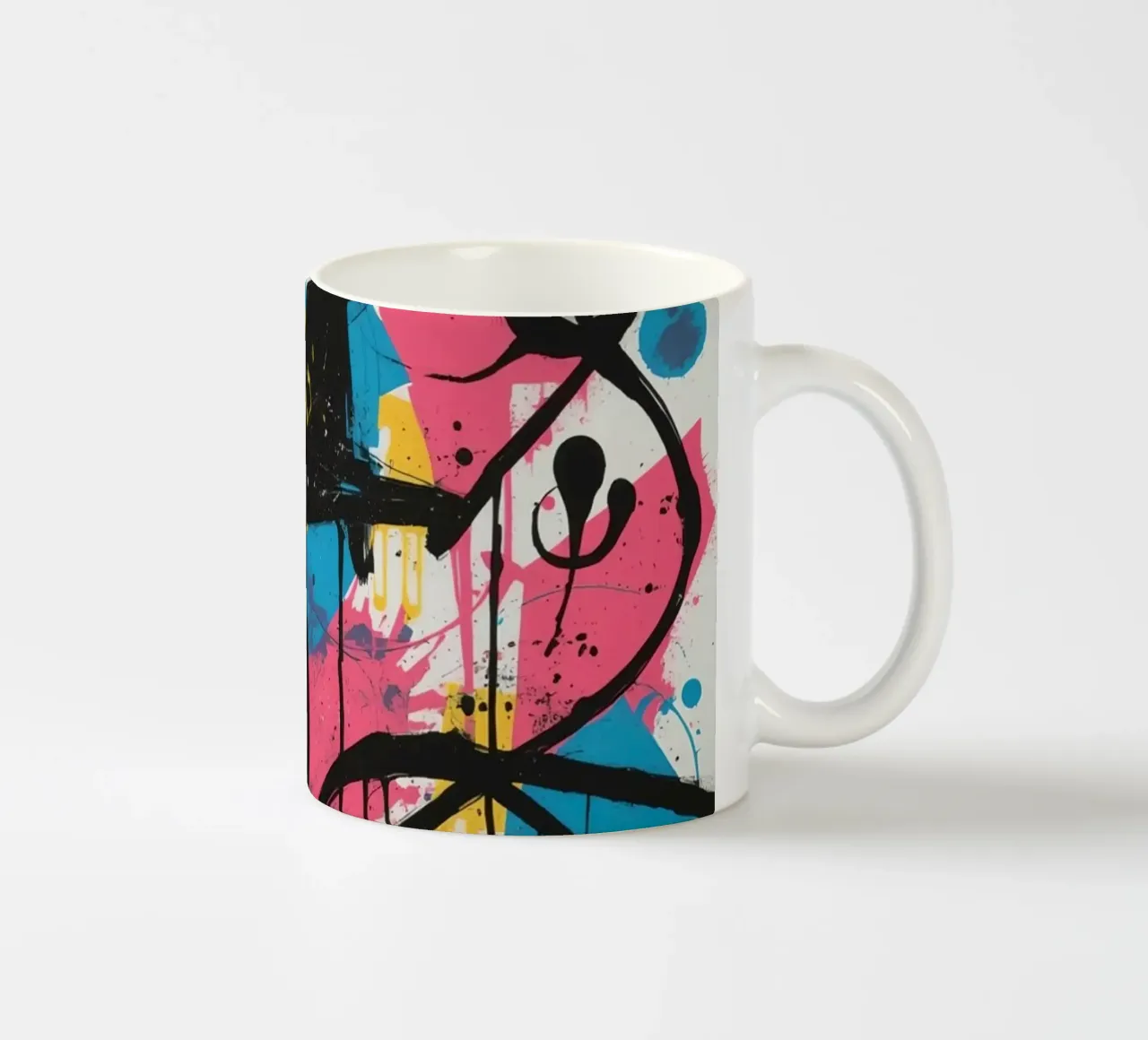 Pittura astratta con forme geometriche e linee nere tazza in ceramica da DesignDoodle