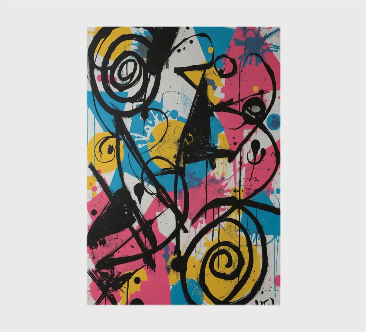 Abstract Painting with Geometric Shapes and Black Lines notebook by DesignDoodle