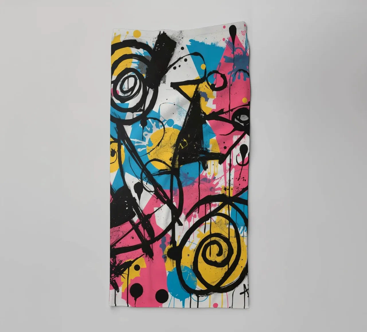 Pittura astratta con forme geometriche e linee nere asciugamano da bagno da DesignDoodle