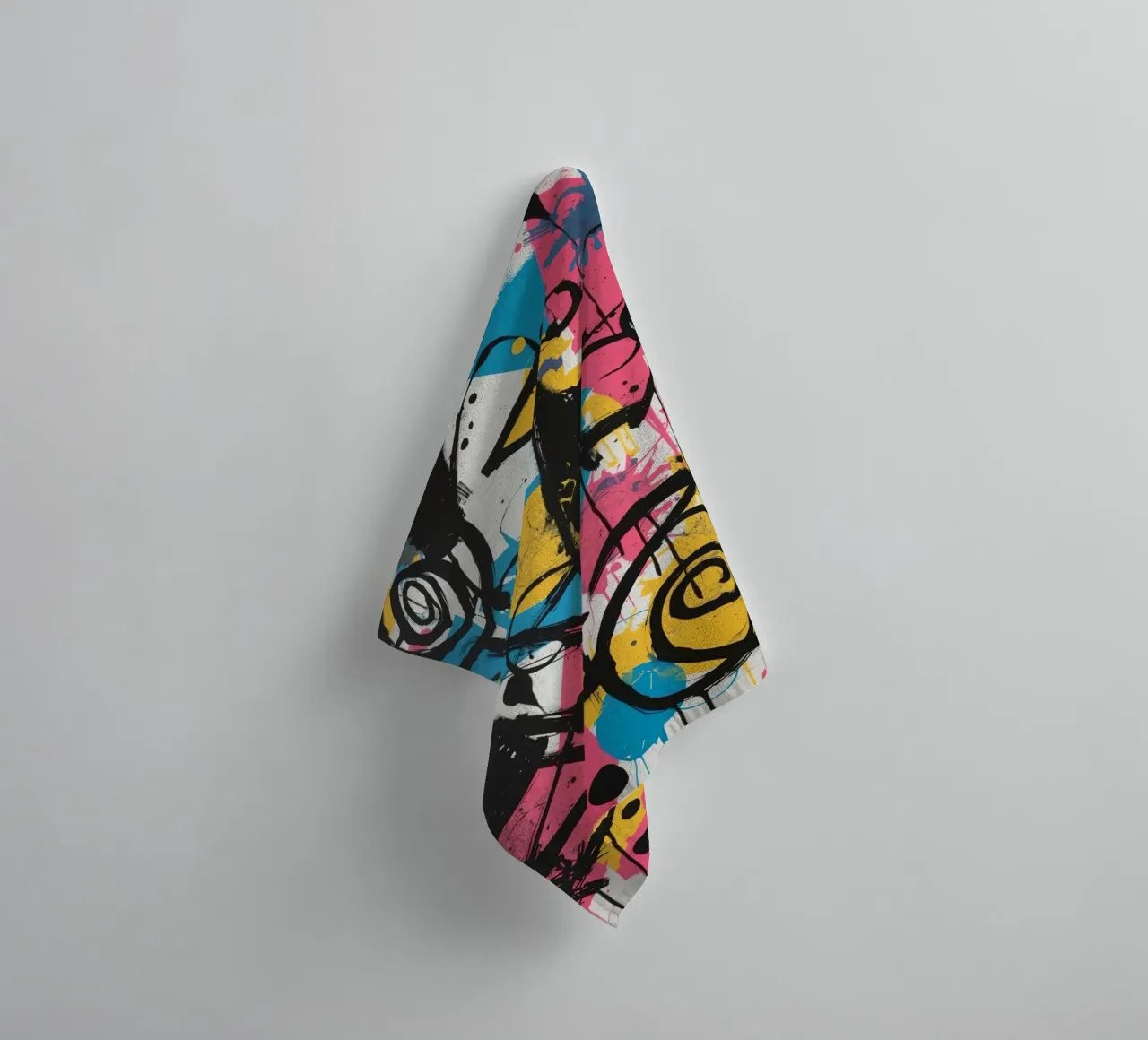 Pittura astratta con forme geometriche e linee nere asciugamano da bagno da DesignDoodle