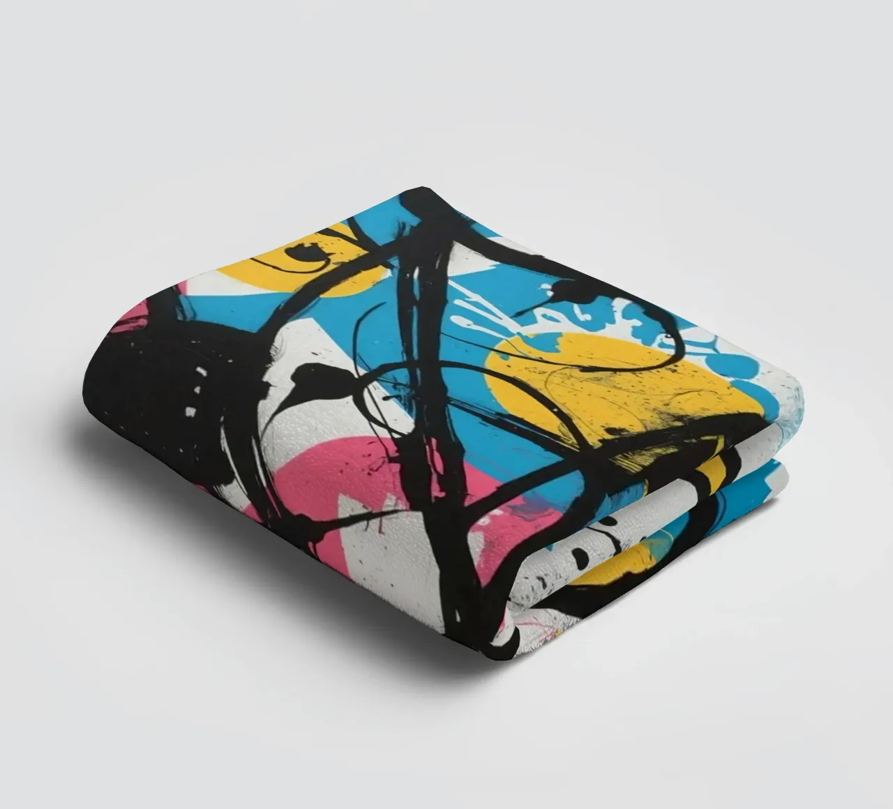 Pittura astratta con forme geometriche e linee nere asciugamano da bagno da DesignDoodle