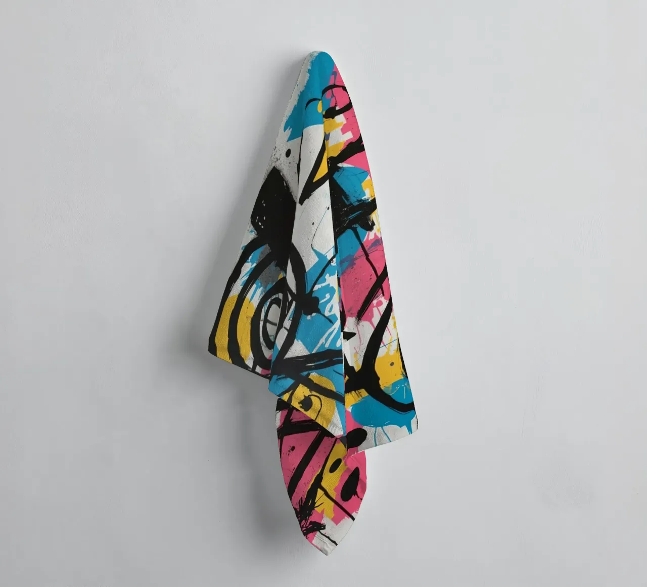 Pittura astratta con forme geometriche e linee nere asciugamano da bagno da DesignDoodle