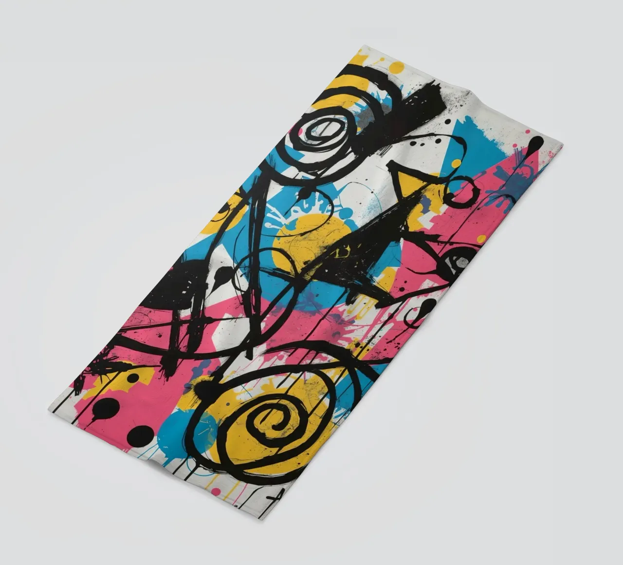 Pittura astratta con forme geometriche e linee nere telo mare da DesignDoodle