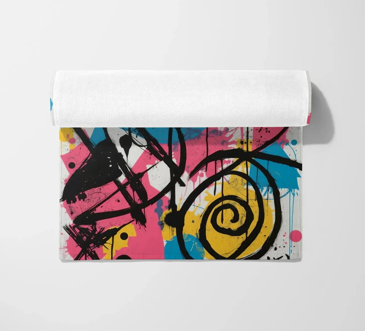 Pittura astratta con forme geometriche e linee nere telo mare da DesignDoodle