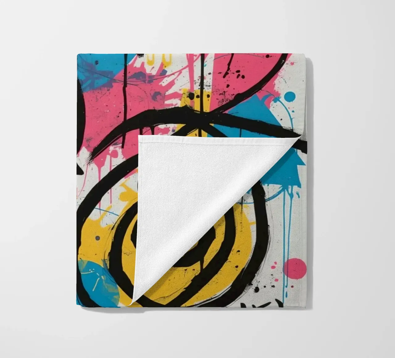 Pittura astratta con forme geometriche e linee nere telo mare da DesignDoodle