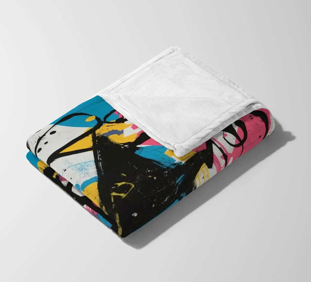 Pittura astratta con forme geometriche e linee nere coperta in pile da DesignDoodle