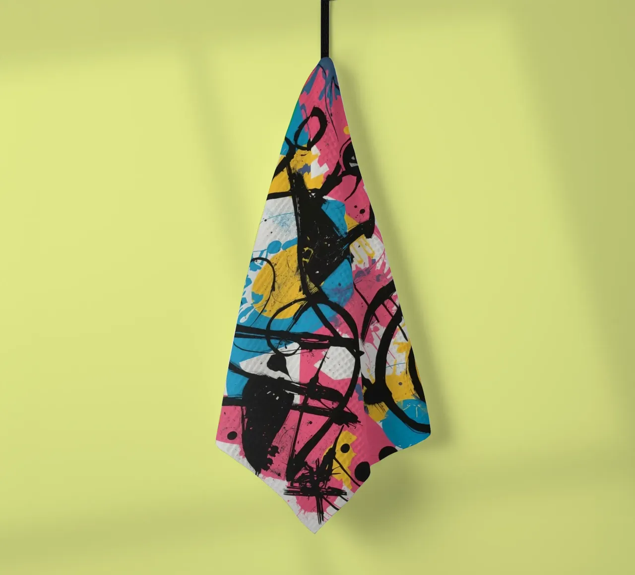 Pittura astratta con forme geometriche e linee nere canovaccio da cucina da DesignDoodle