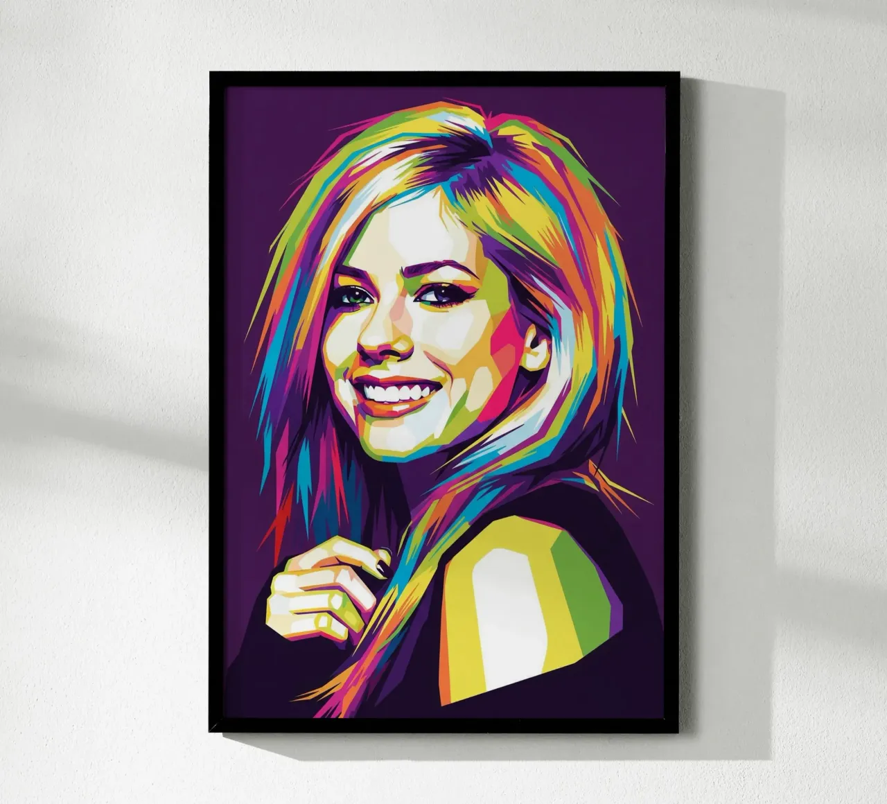 Sorriso di Avril Lavigne poster con telaio in legno da Hantamrata